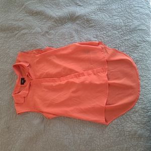 Peach button up tank top